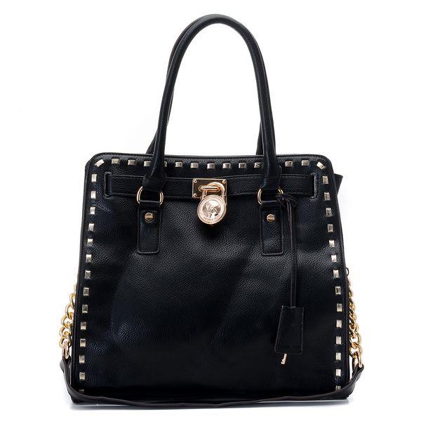 michael kors hamilton whipstitch tote svart stud-trim skinn Virkelig Rimelig rs9p1